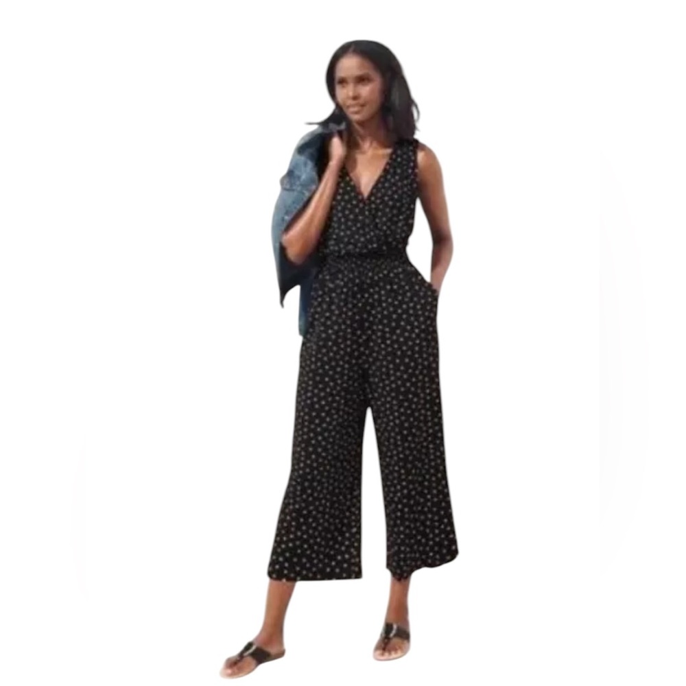 Roz & Ali 10 Polka Dot Black, Sleeveless, Wide-Leg Jumpsuit Coquette Cottage